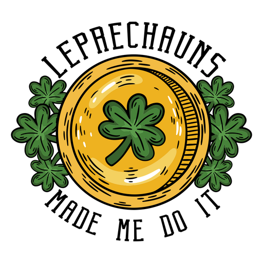 Moneda del día de San Patricio con hojas de trébol. Diseño PNG