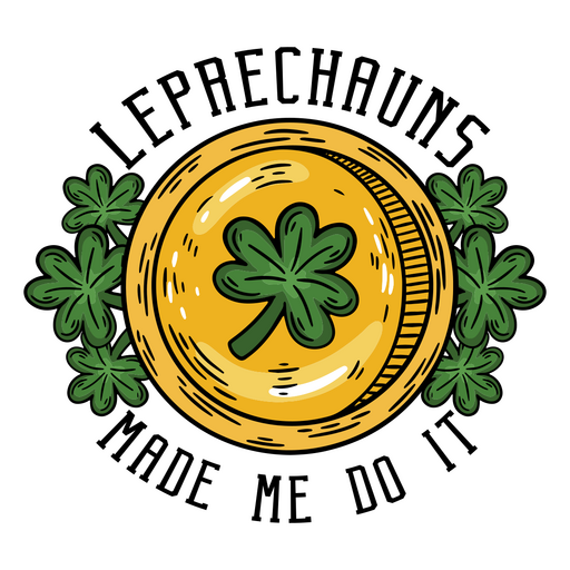 St patrick's day coin with clover leaves PNG Design