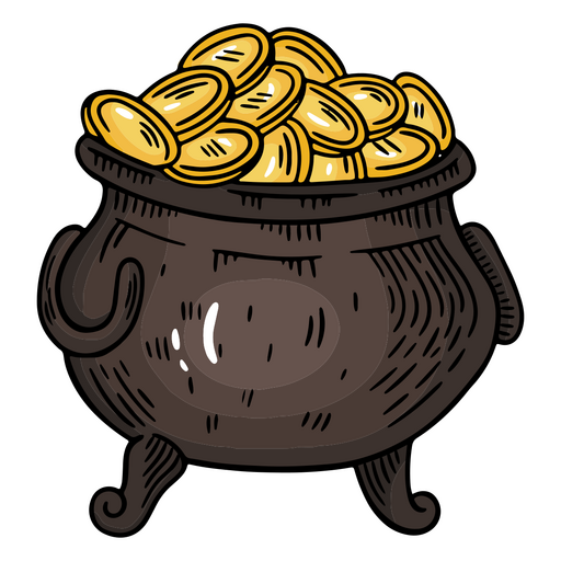 Pot with gold coins PNG Design