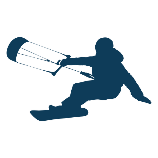 Silhouette of a person kiteboarding PNG Design