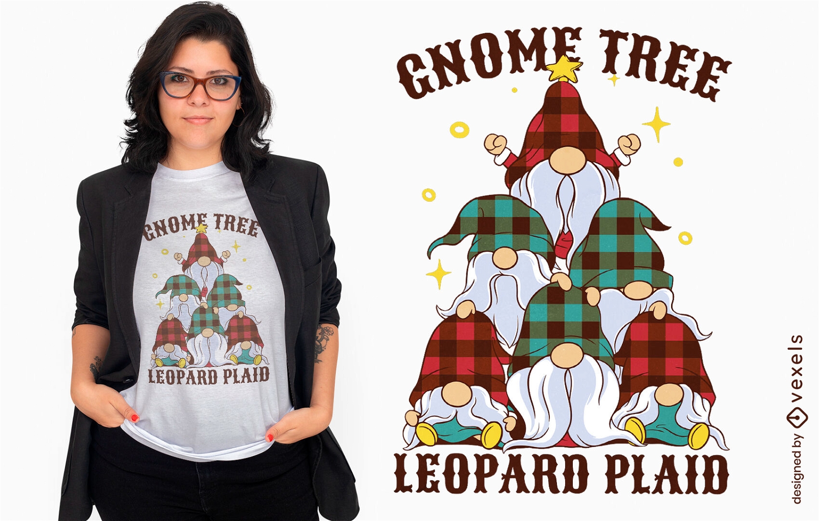 Christmas gnome tree t-shirt design