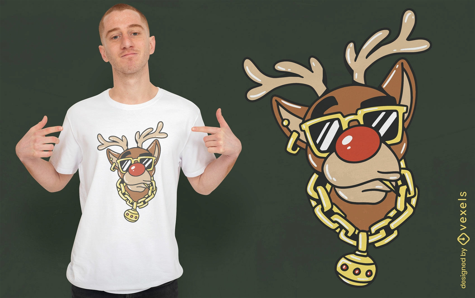 Diseño de camiseta de reno gángster