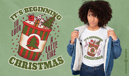Diseño de camiseta de bebida de latte de navidad.
