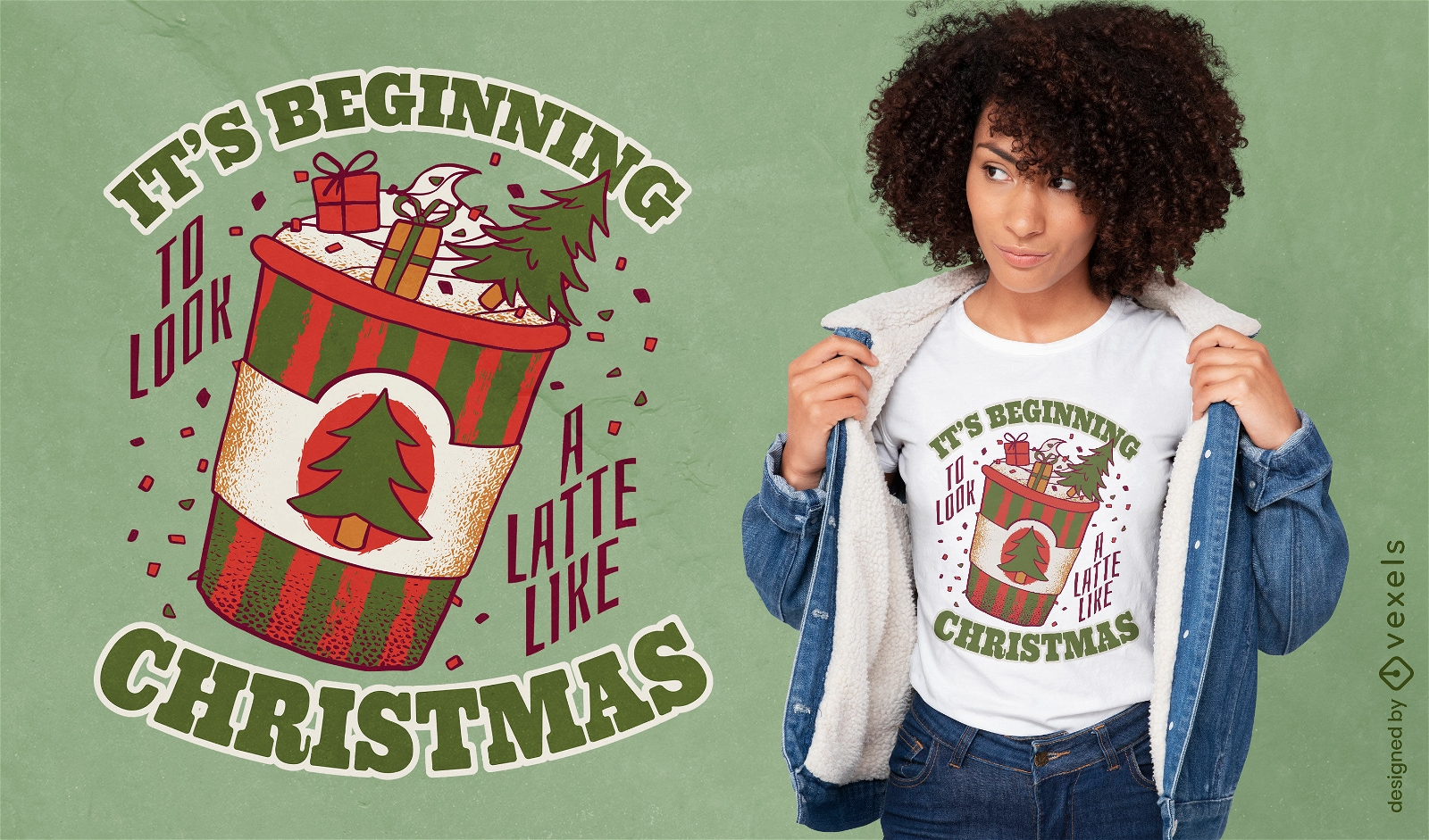 Weihnachts-Latte-Getränk-T-Shirt-Design