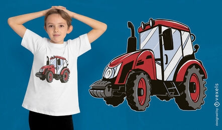 Design de camiseta de trator de fazenda vermelha