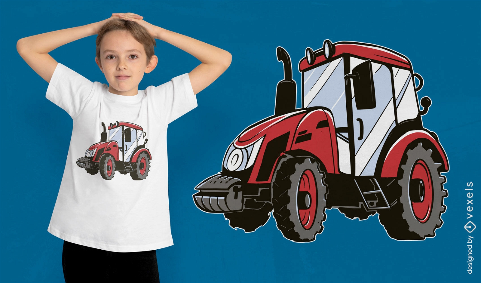 Diseño de camiseta de tractor agrícola rojo.