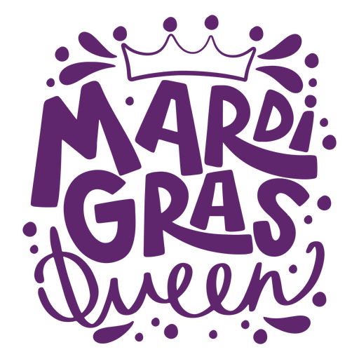 Das Wort Mardi Gras Queen in lila Schrift PNG-Design