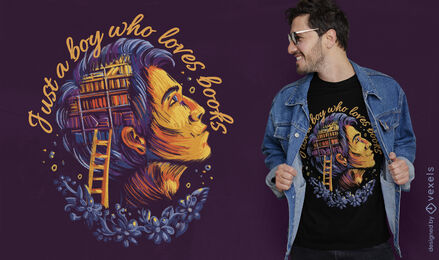 Design de camiseta de menino amante de livro