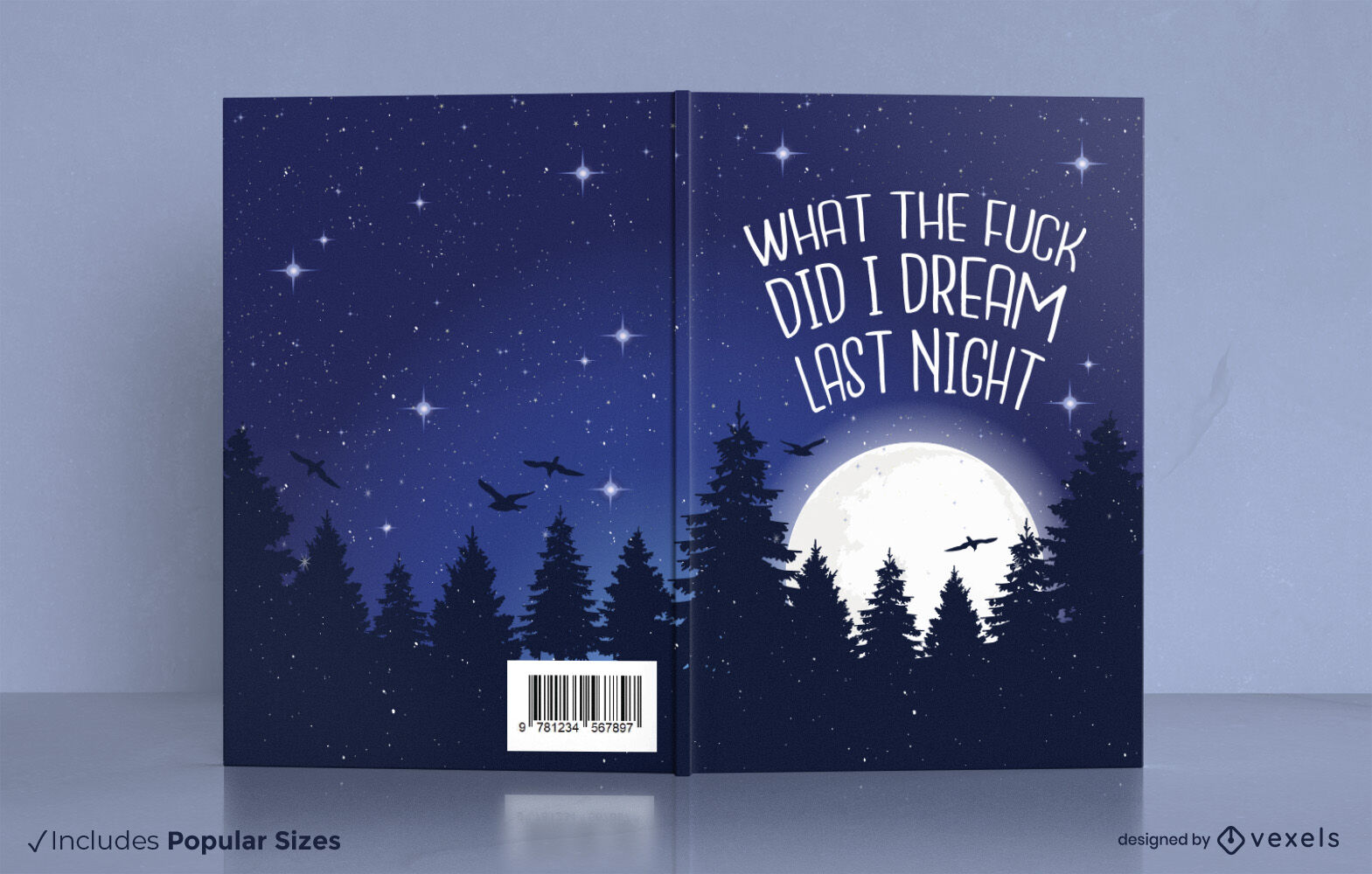 Night forest book cover design KDP