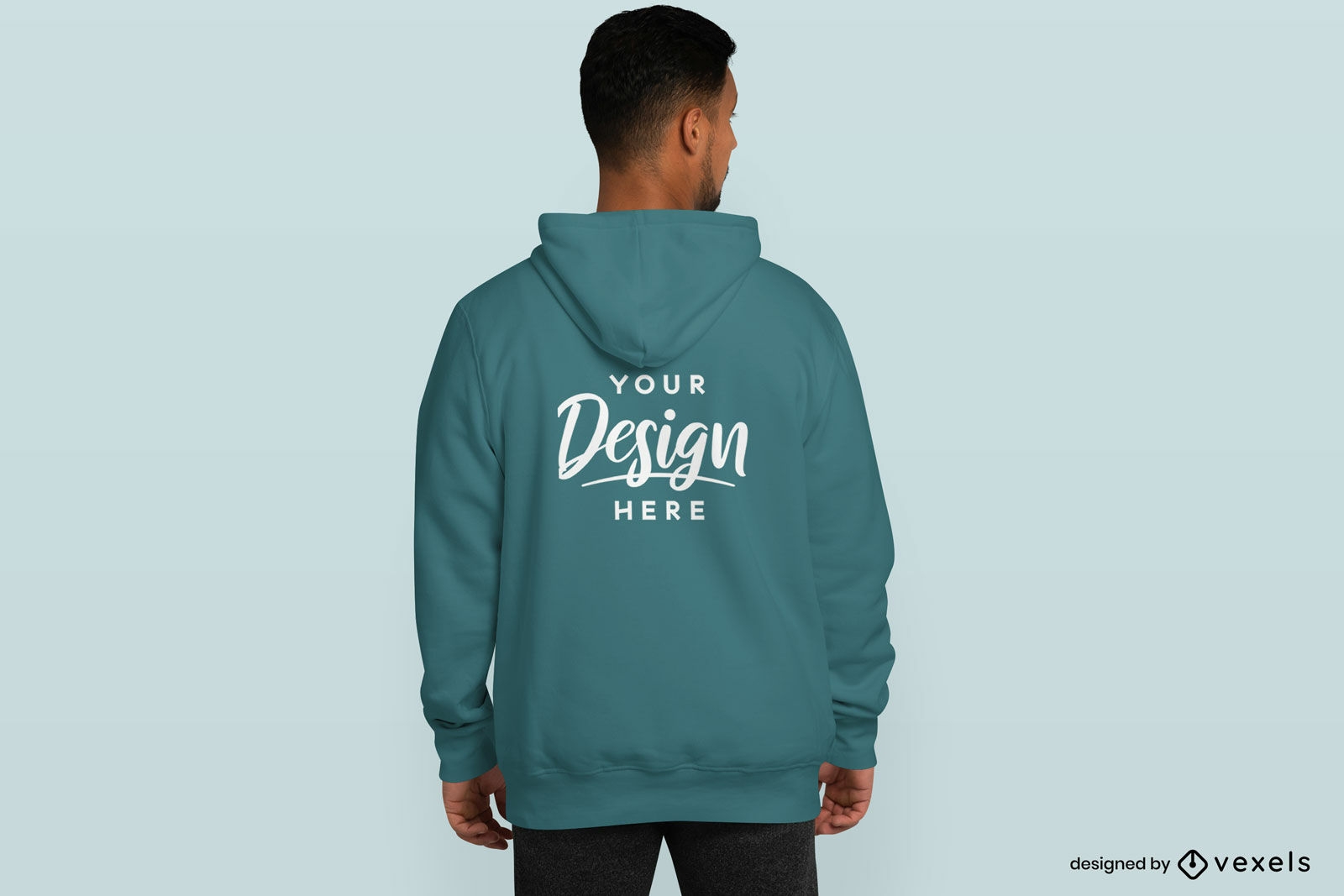 Male model with brown hair and hoodie mockup