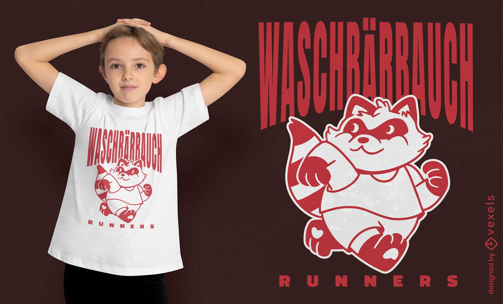 Läufer-Waschbär-T-Shirt-Design