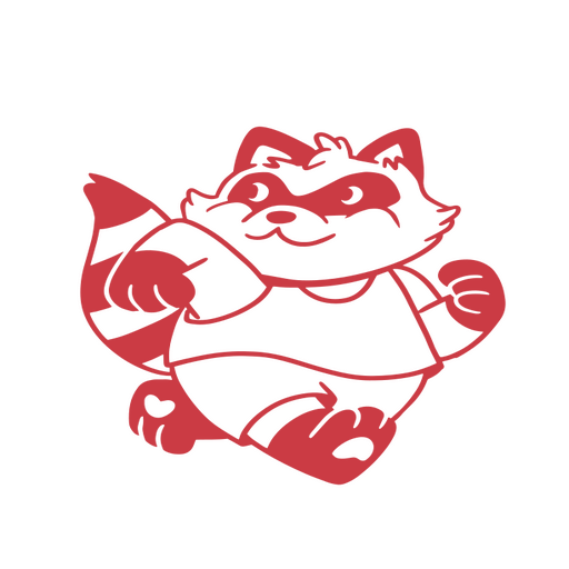 Rotes Waschbär-Logo PNG-Design