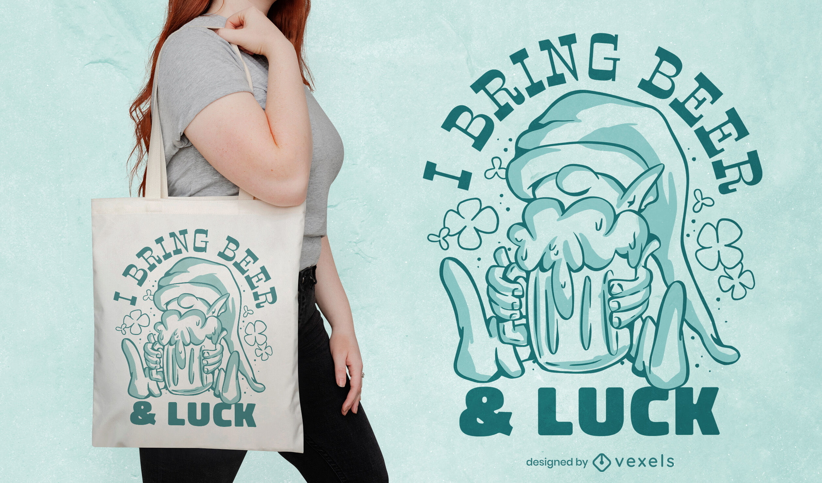 St Patrick's day gnome tote bag design