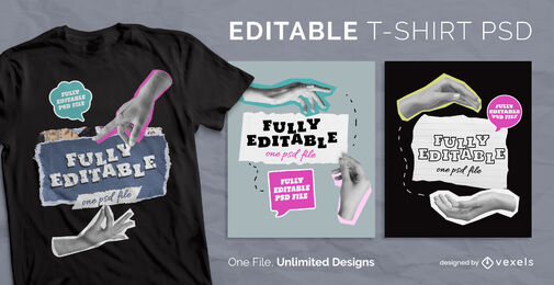 Collage de manos camiseta escalable psd
