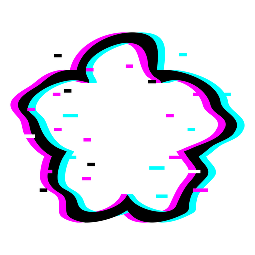 Neon-Glitch-Blumensymbol PNG-Design