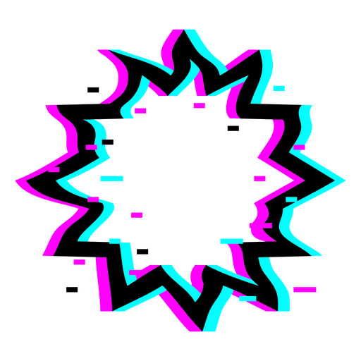 Blue and pink neon glitch starburst PNG Design