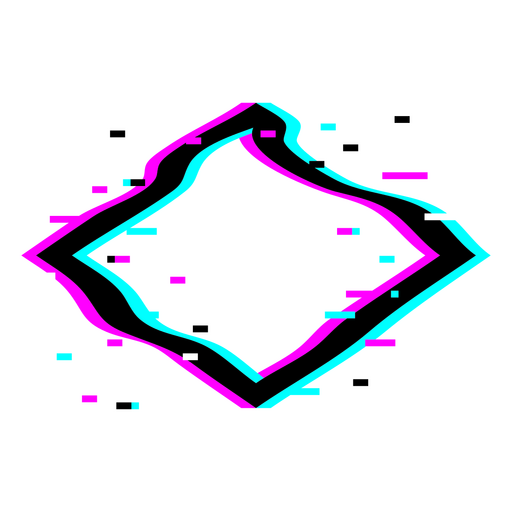 Diamante rosa y azul con efecto neón Diseño PNG