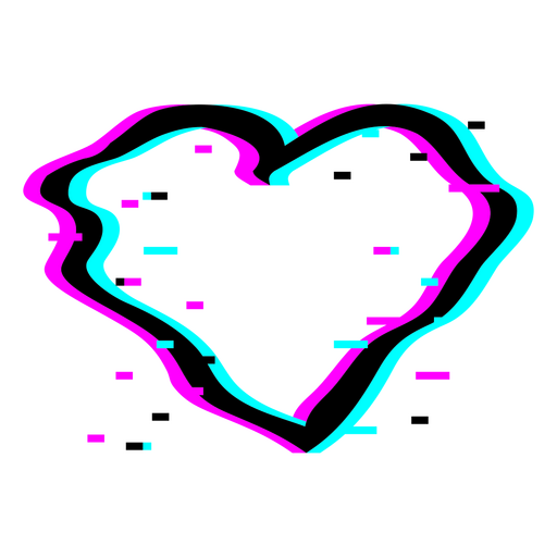 Forma de corazón en colores neón. Diseño PNG