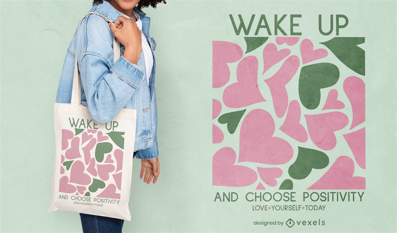 Cute hearts pastel danish tote bag design