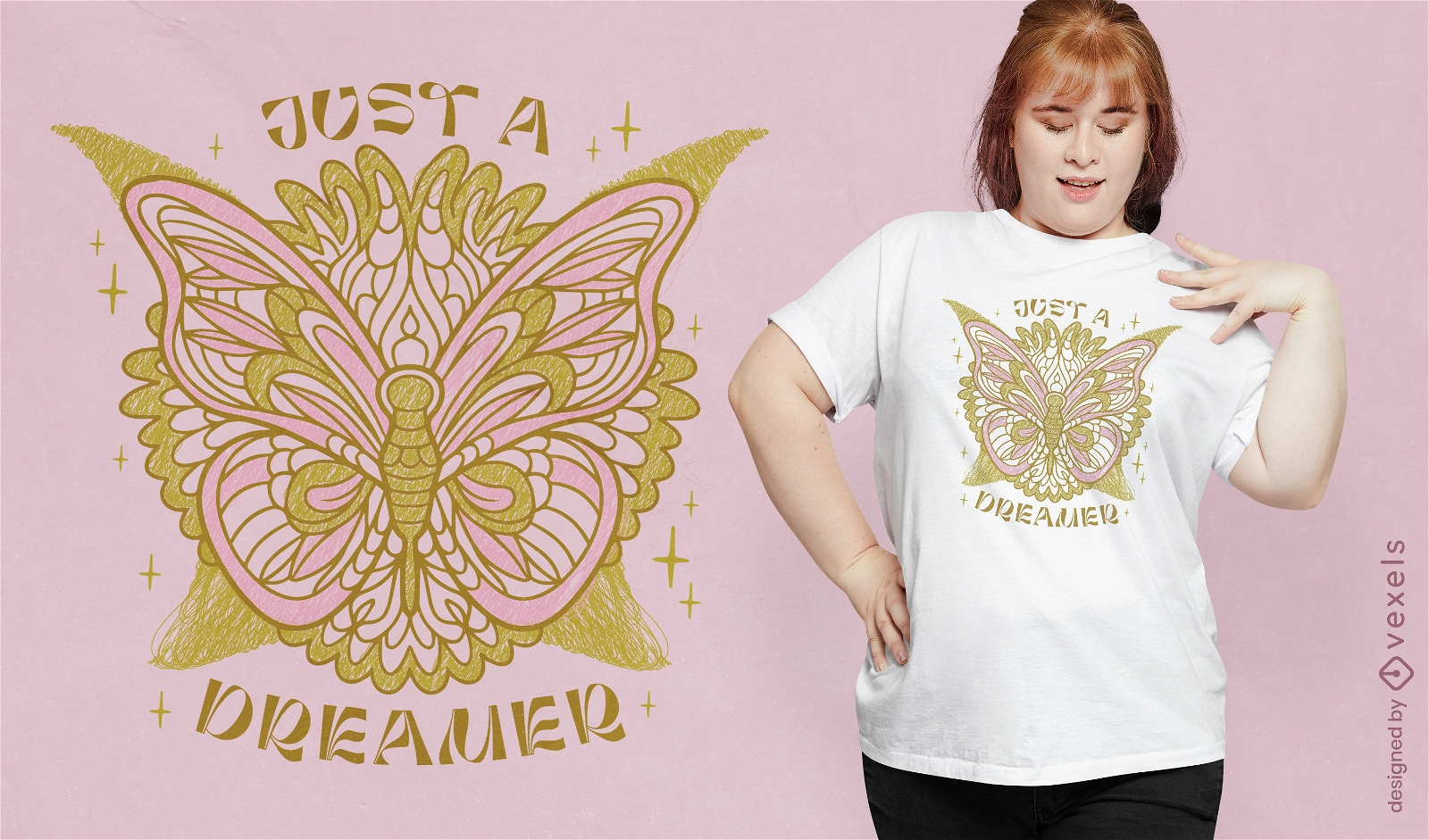Design de camiseta de borboleta mandala