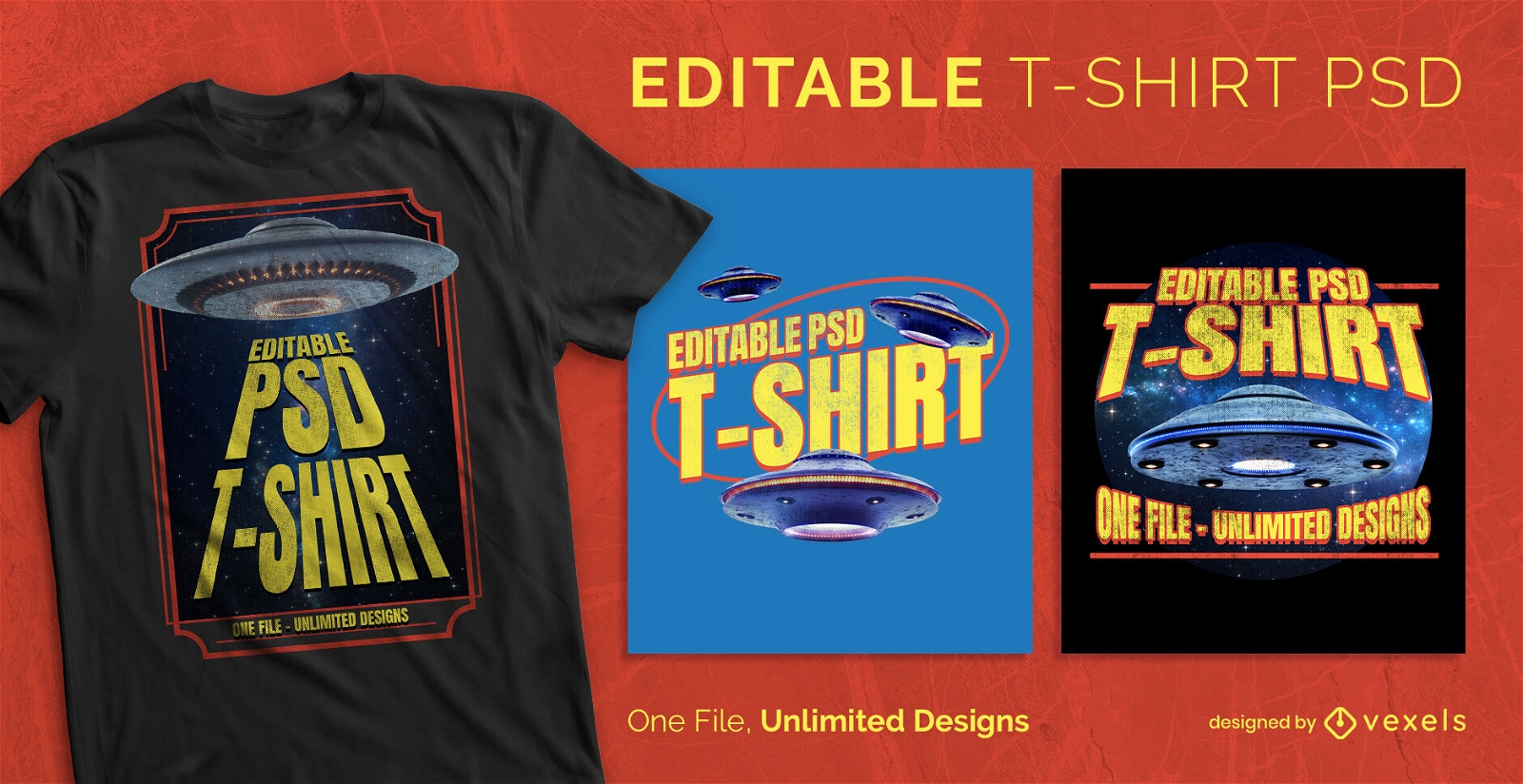 Alien spaceship scalable t-shirt psd