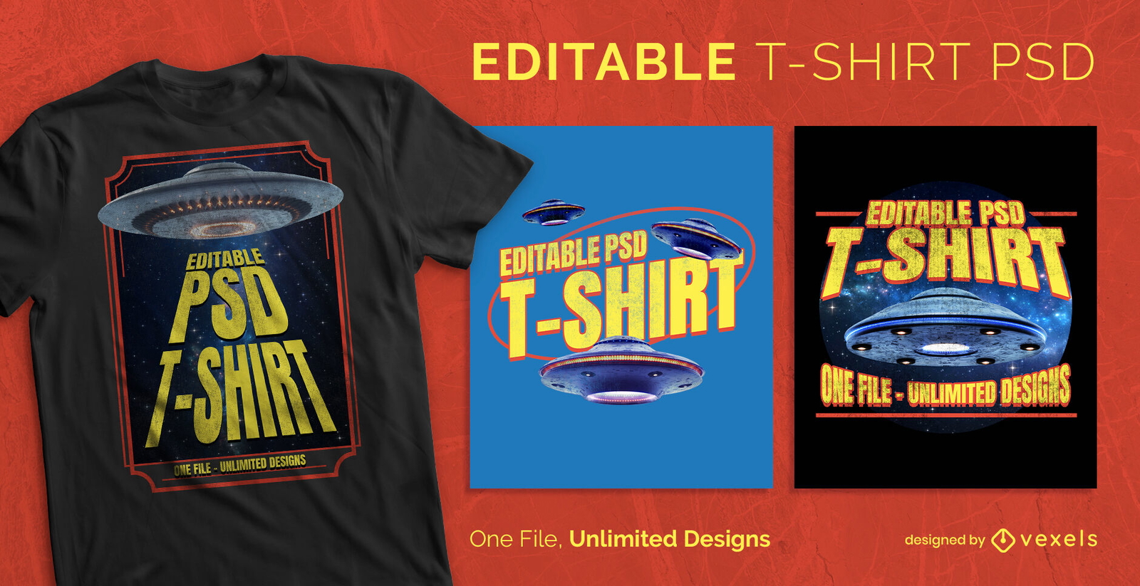 Alien spaceship scalable t-shirt psd