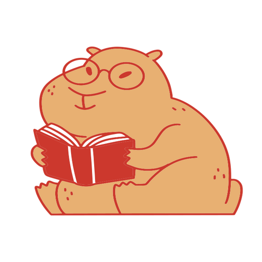 Capivara de desenho animado lendo um livro Desenho PNG