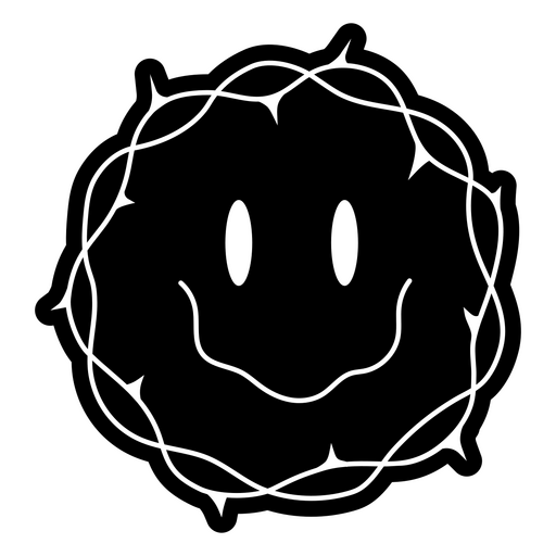 Gráfico de rosto sorridente divertido com design espinhoso Desenho PNG