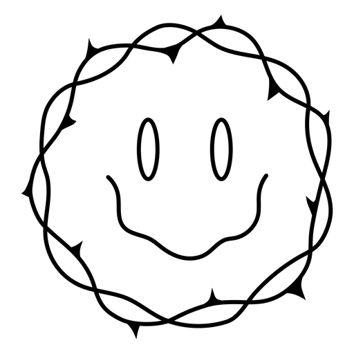 Desenho de rosto sorridente com borda espinhosa Desenho PNG