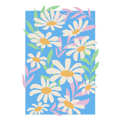 Gänseblümchen auf blauem Hintergrund PNG-Design