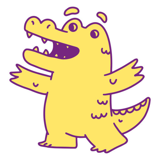 Crocodilo de desenho animado com os braços estendidos Desenho PNG
