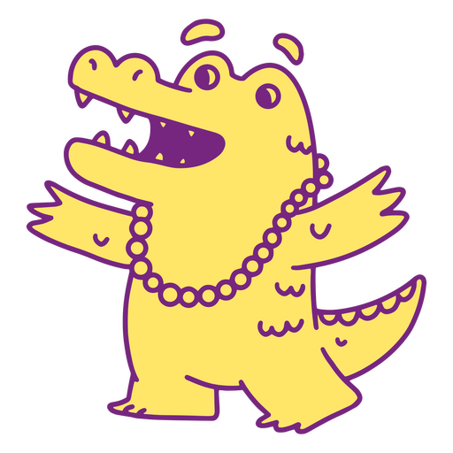 Crocodilo de desenho animado usando um colar Desenho PNG