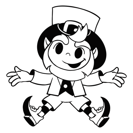 Black and white image of a leprechaun PNG Design