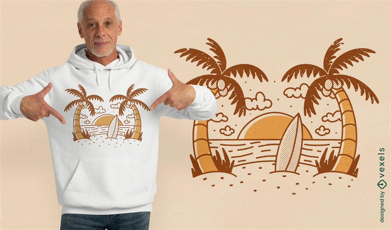 Diseño de camiseta de puesta de sol de playa vintage
