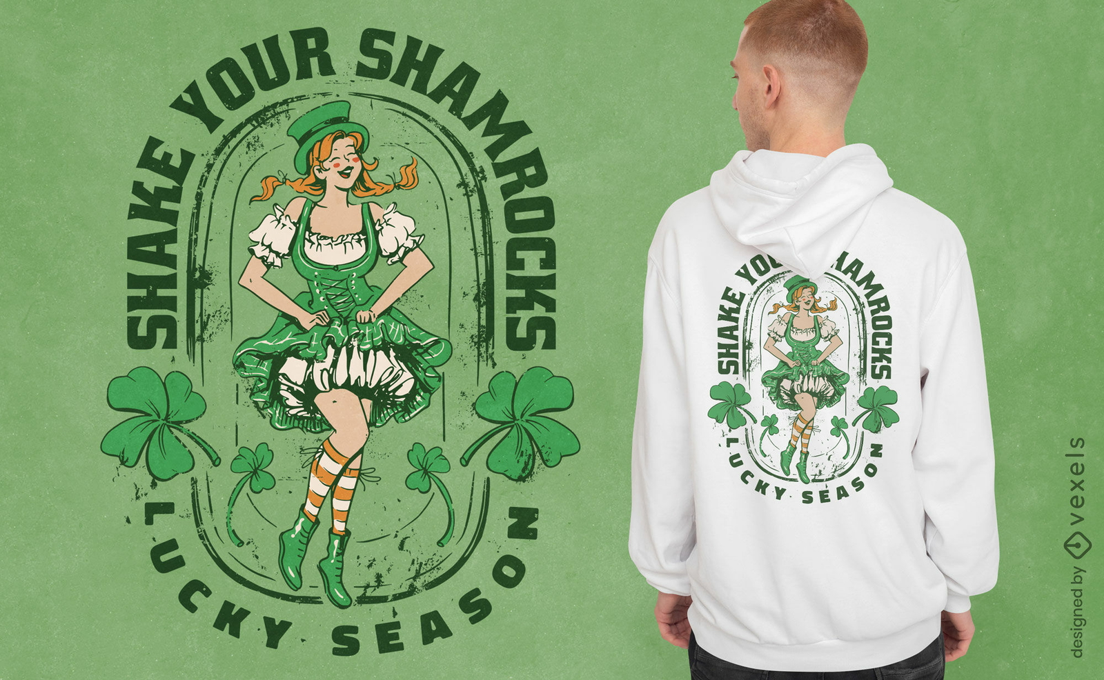 Diseño de camiseta de tréboles de San Patricio