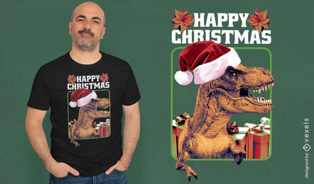 Weihnachtst-rex fotografisches T-Shirt-Design