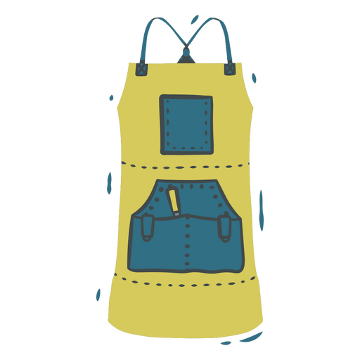 Avental amarelo com bolsos Desenho PNG
