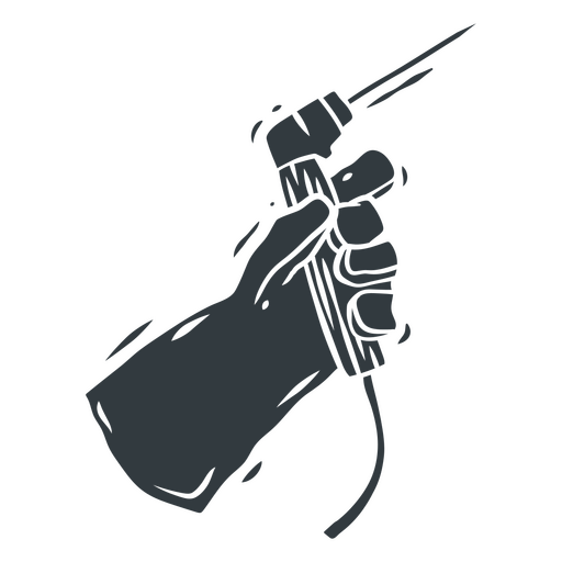 Ilustración de una mano sosteniendo una herramienta Diseño PNG