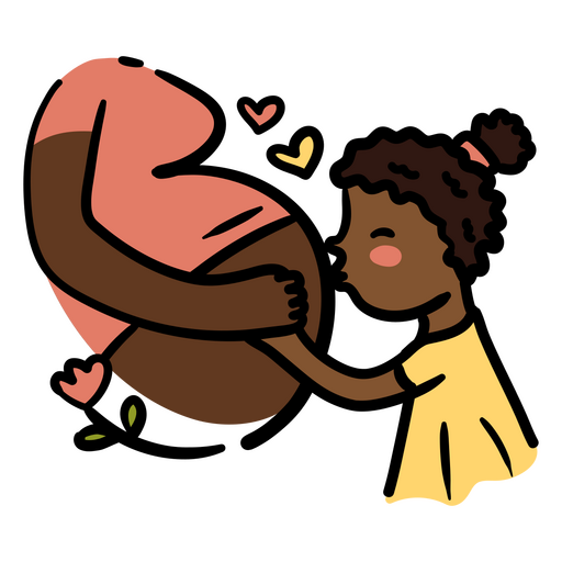 Little girl kissing a pregnant woman's belly PNG Design