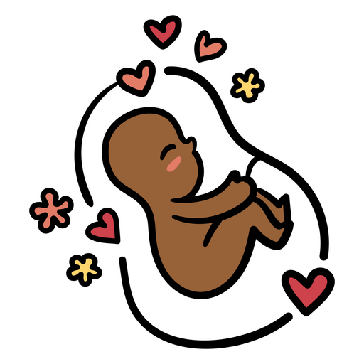 Ilustración de un bebé con corazones en el aire. Diseño PNG
