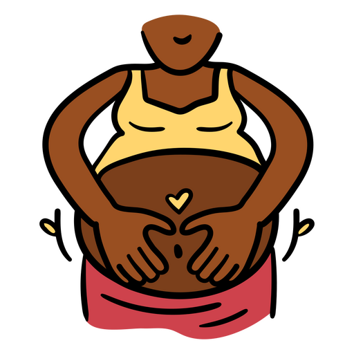 Mulher grávida com as mãos na barriga e no coração Desenho PNG