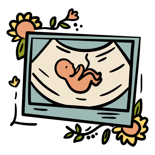 Caricatura de un bebé en el útero. Diseño PNG