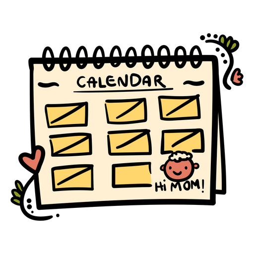 Calendário de desenho animado com um bebê nele Desenho PNG