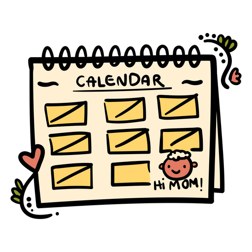 Cartoon calendar with a baby in it PNG Design