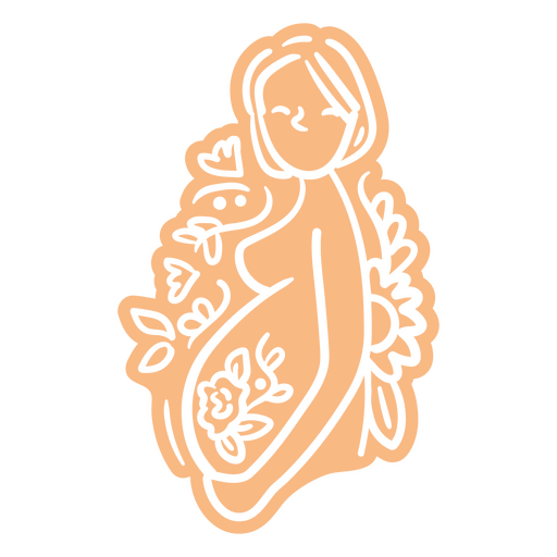 Mulher grávida com flores na barriga Desenho PNG