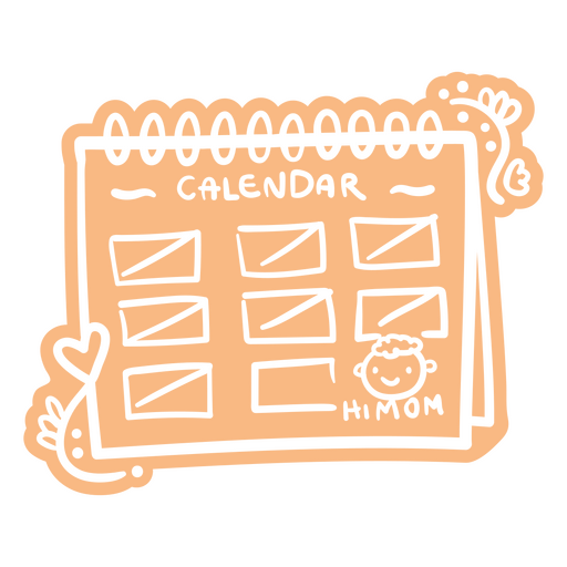 Calendário com desenho de um homem e uma criança Desenho PNG