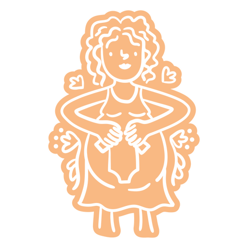 Cartoon of a pregnant woman holding a baby in her arms PNG Design