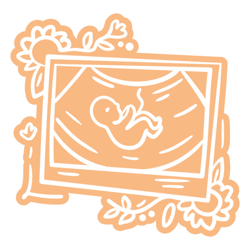 Image of a baby in a frame with flowers PNG Design
