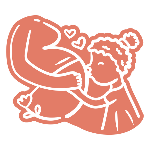 Illustration of a pregnant woman hugging a child PNG Design