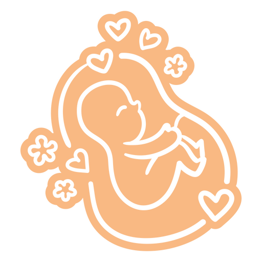 Fötus im Mutterleib mit Herzen darum herum PNG-Design